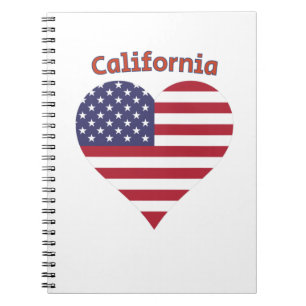 California American Flag Heart Notebook