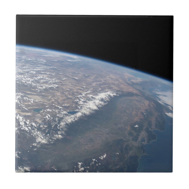California And Nevada As Seen From Space. Ceramic Tile (Front)