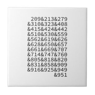 California Area Codes Ceramic Tile
