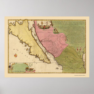 California as an Island by N. de Fer 1720 Poster