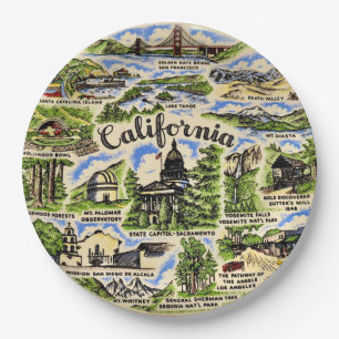 California Attractions Paper Plates