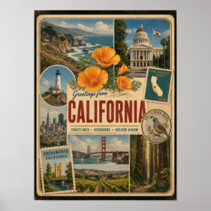 California Authentic Vintage Style Poster