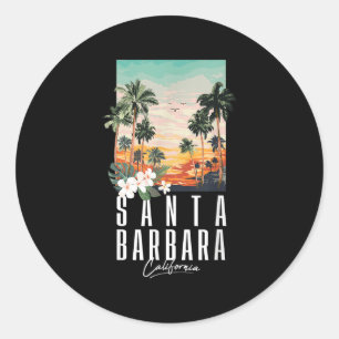 California Beach Aesthetic Santa Barbara Palm Tree Classic Round Sticker