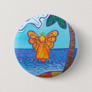 California Beach Angel 6 Cm Round Badge