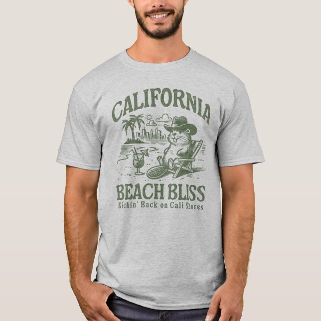California Beach Bliss on Cali Shores T-Shirt (Front)