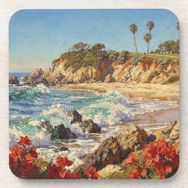  California Beach | Impressionist Coastal Art Coaster (Front)