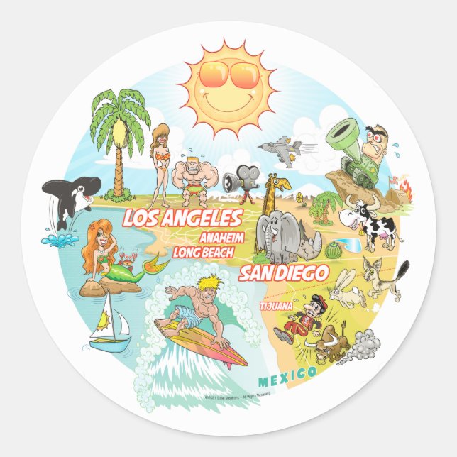 California Beach Life Classic Round Sticker (Front)
