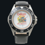 California Beach Life Dad Watch<br><div class="desc">California Beach Life Dad with kids names added to make a keepsake memory gift. Retro in style with fun typography style text. Cool Retro California Vibe</div>