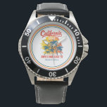 California Beach Life Dad Watch<br><div class="desc">California Beach Life Dad with kids names added to make a keepsake memory gift. Retro in style with fun typography style text. Cool Retro California Vibe</div>
