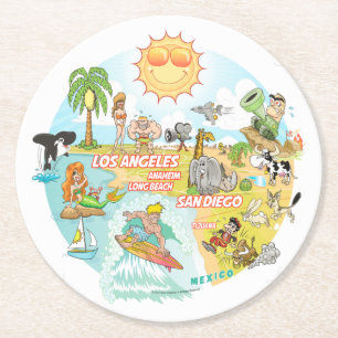 California Beach Life Round Paper Coaster