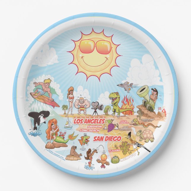 California Beach Paper Plate (Front)