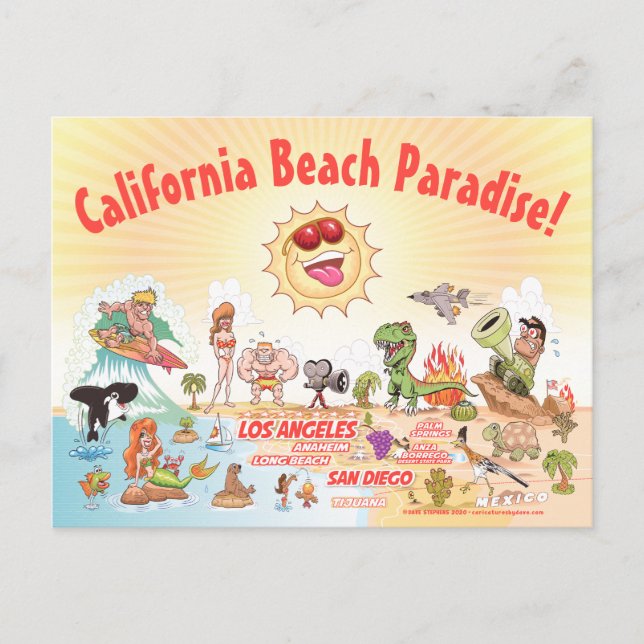 California Beach Paradise Postcard (Front)