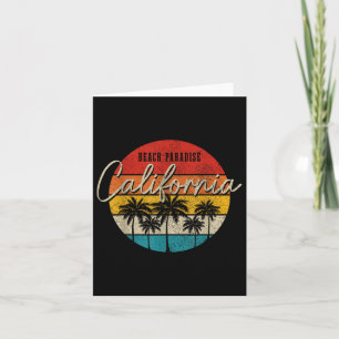 California Beach Paradise Vintage Palm Trees Surfe Card
