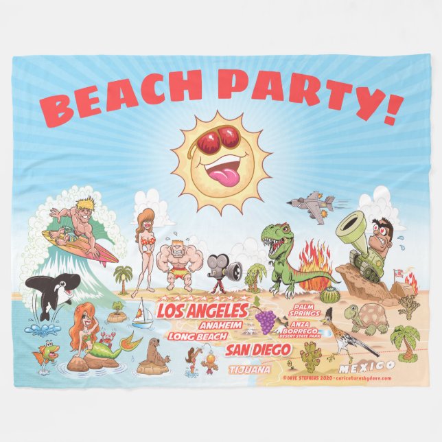 California Beach Party Fleece Blanket (Front (Horizontal))