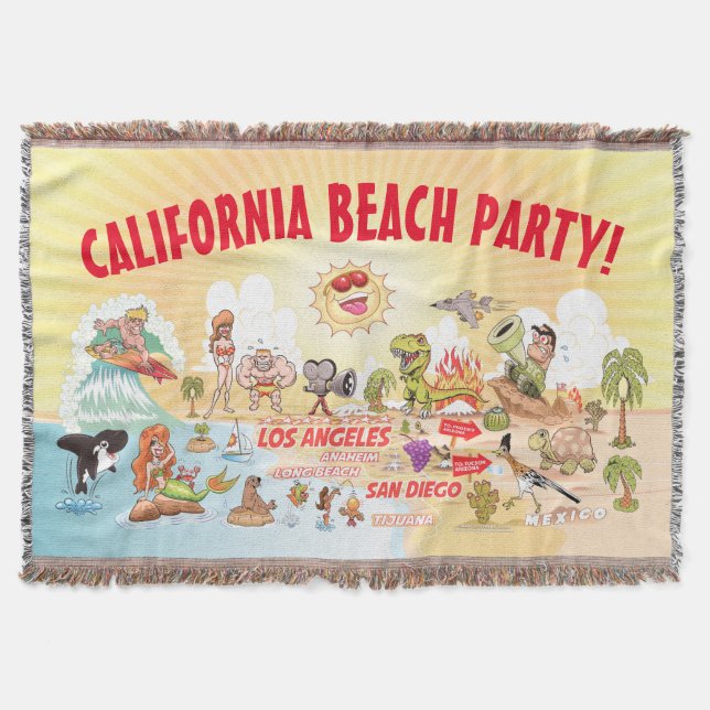 California Beach Party Throw Blanket (Front)