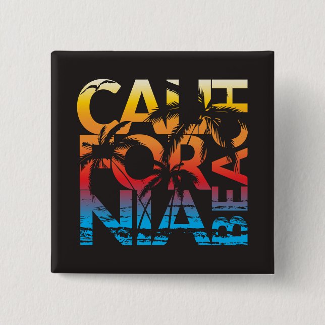 California Beach Poster 15 Cm Square Badge (Front)