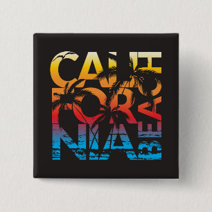 California Beach Poster 15 Cm Square Badge