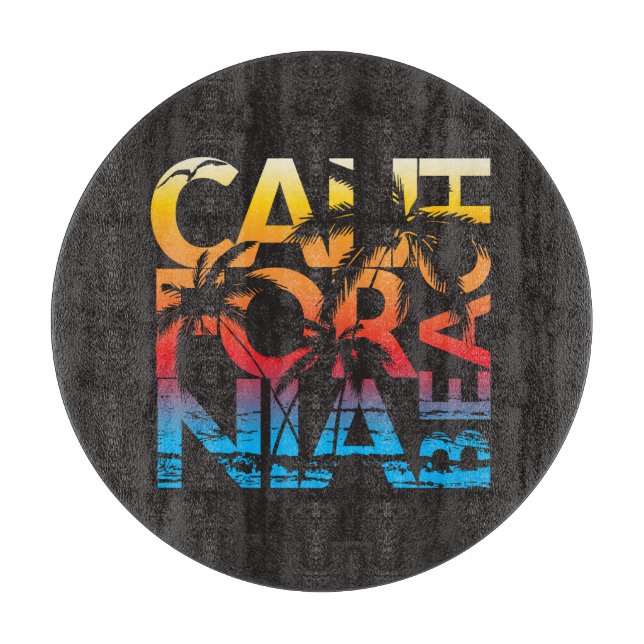 California Beach Poster Cutting Board (Front)