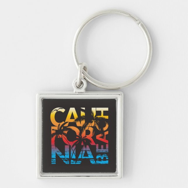 California Beach Poster Key Ring (Front)