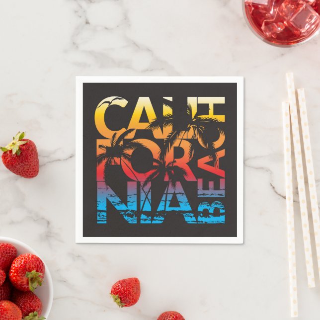 California Beach Poster Napkin (Insitu)