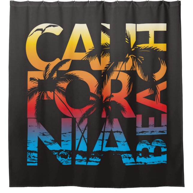 California Beach Poster Shower Curtain (Front)