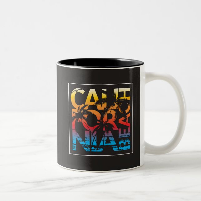 California Beach Poster Two-Tone Coffee Mug (Right)