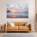 California Beach Sunset Photo Faux Canvas Print<br><div class="desc">Delight in this lovely beach sunset and ocean waves crashing on the shore with pink skies.  Photographed in Monterey,  California.</div>