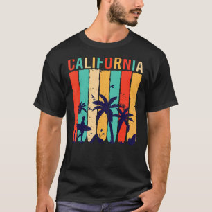California Beach Surfing Surfer Retro Sunset Long T-Shirt