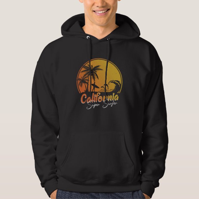 California beach surfing USA woman men children  2 Hoodie (Front)