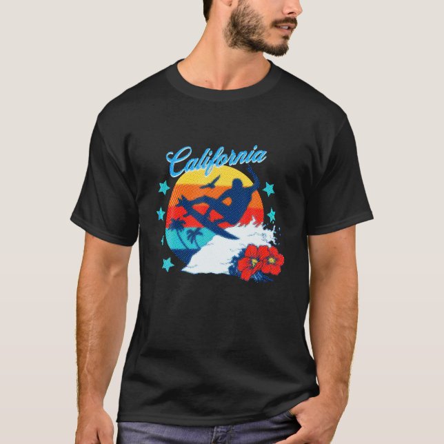 California beach surfing USA woman men children T  T-Shirt (Front)