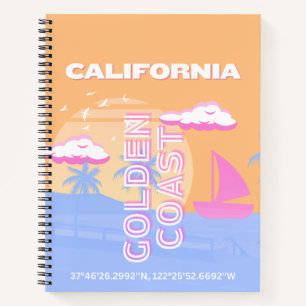 California, Beach, Travel Art Notebook