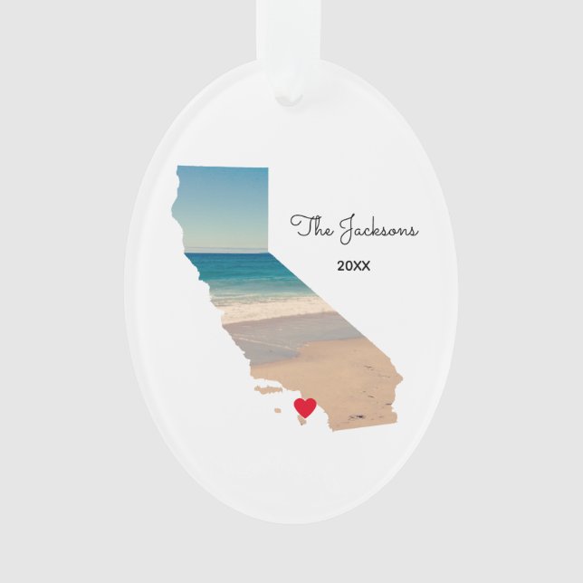 California Beach Trip Photo Oval Ornament (Front)