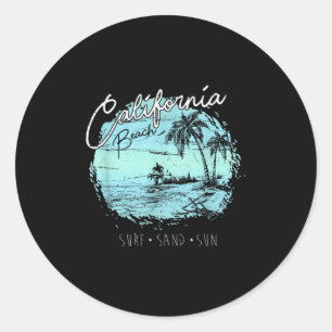 California Beach Vintage Surf Summer Surfer Gift Classic Round Sticker