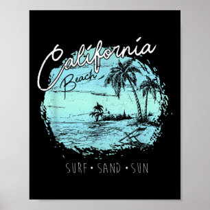 California Beach Vintage Surf Summer Surfer Gift  Poster