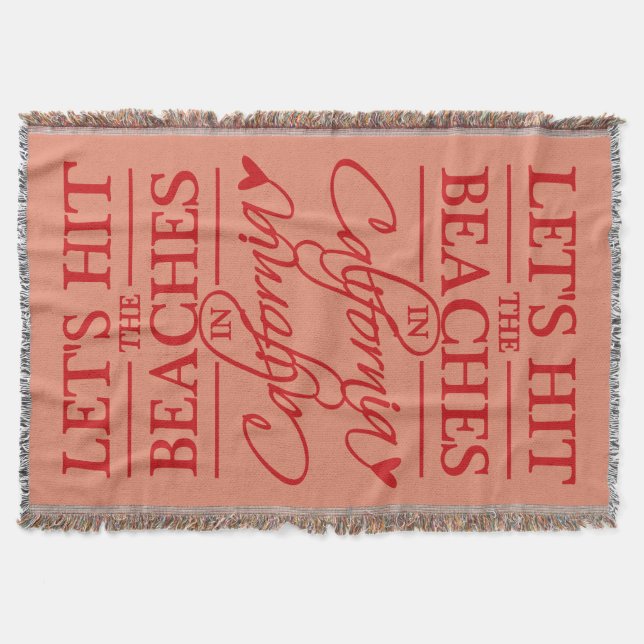 CALIFORNIA BEACHES custom colour throw blanket (Front)