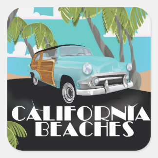 California Beaches Vacation print Square Sticker