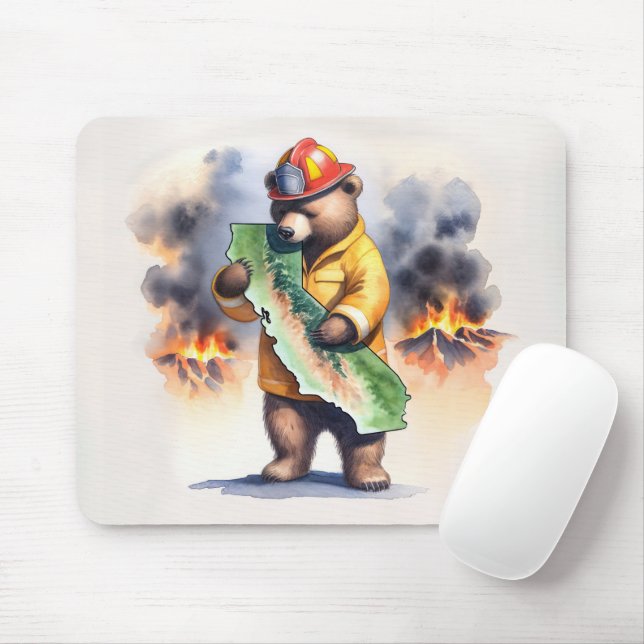 California Bear Firefighter  Mouse Pad (With Mouse)