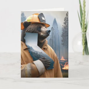 California Bear Firefighter Thank You Card