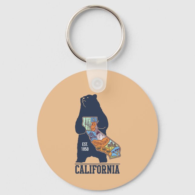 California Bear Golden State Key Ring (Front)