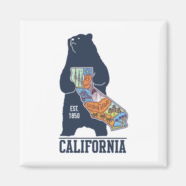 California Bear Golden State Keychain Magnet (Front)