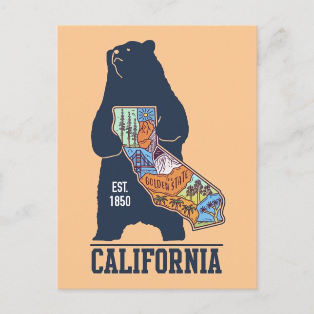  California Bear Golden State Postcard (Front)