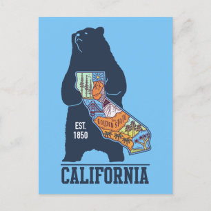 California Bear Golden State Postcard