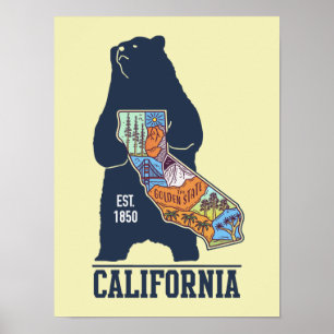 California Bear Golden State Poster