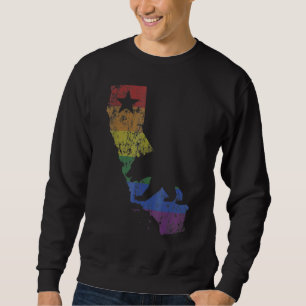 California Bear Lgbtq+ Gay Lesbian Pride Flag Men  Sweatshirt