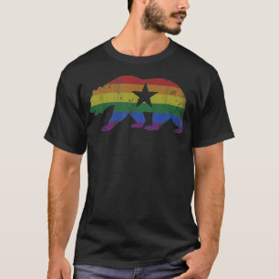 California Bear LGBTQ+ Gay Lesbian Pride Flag Men T-Shirt