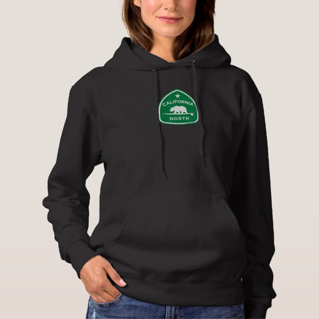 CALIFORNIA BEAR ON SURFBOARD   Coastal State Highw Hoodie (Front)