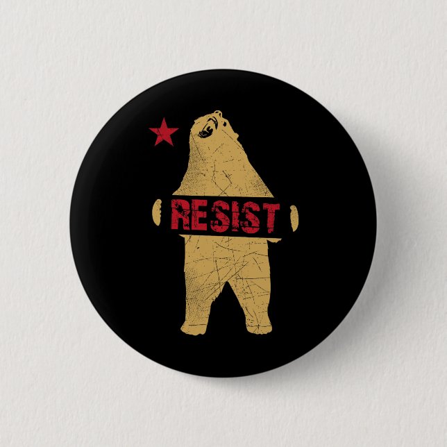 California Bear Shirt Resist  6 Cm Round Badge (Front)