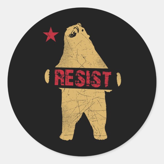California Bear Shirt Resist  Classic Round Sticker (Front)