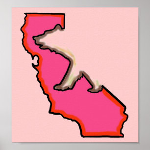 California bear state pink custom size poster