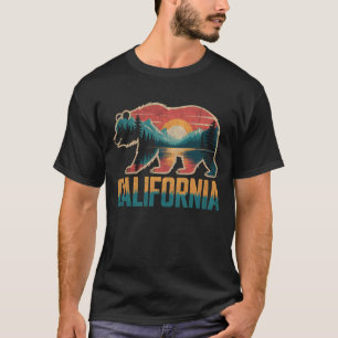 California Bear Sunset Vintage Retro Hiking Campin T-Shirt